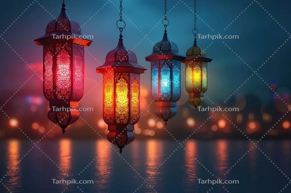 عکس کارت تبریک اسلامی طراحی شده با هوش مصنوعی برای ماه رمضان و عید مبارک
