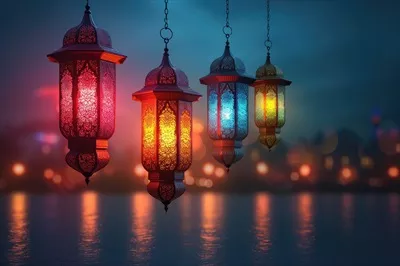 عکس کارت تبریک اسلامی طراحی شده با هوش مصنوعی برای ماه رمضان و عید مبارک