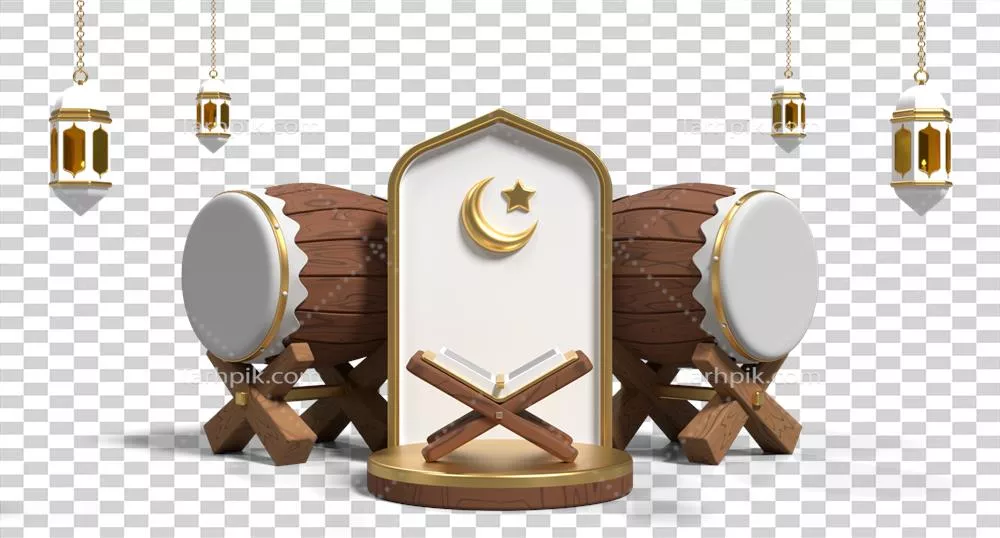 عکس دوربری مراسم ویژه رمضان با تزیینات اسلامی و قرآن در صحنه ای زیبا