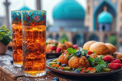 عکس غذاهای متنوع برای افطار در ماه رمضان با طراحی هوش مصنوعی