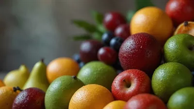 عکس مجموعه ای از میوه های تازه و رنگارنگ برای تغذیه سالم و طبیعی