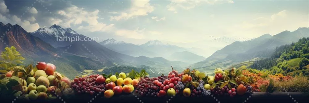 عکس محصولات تازه و خوشمزه در دل طبیعت کوهستانی و سرسبز