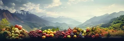 عکس محصولات تازه و خوشمزه در دل طبیعت کوهستانی و سرسبز