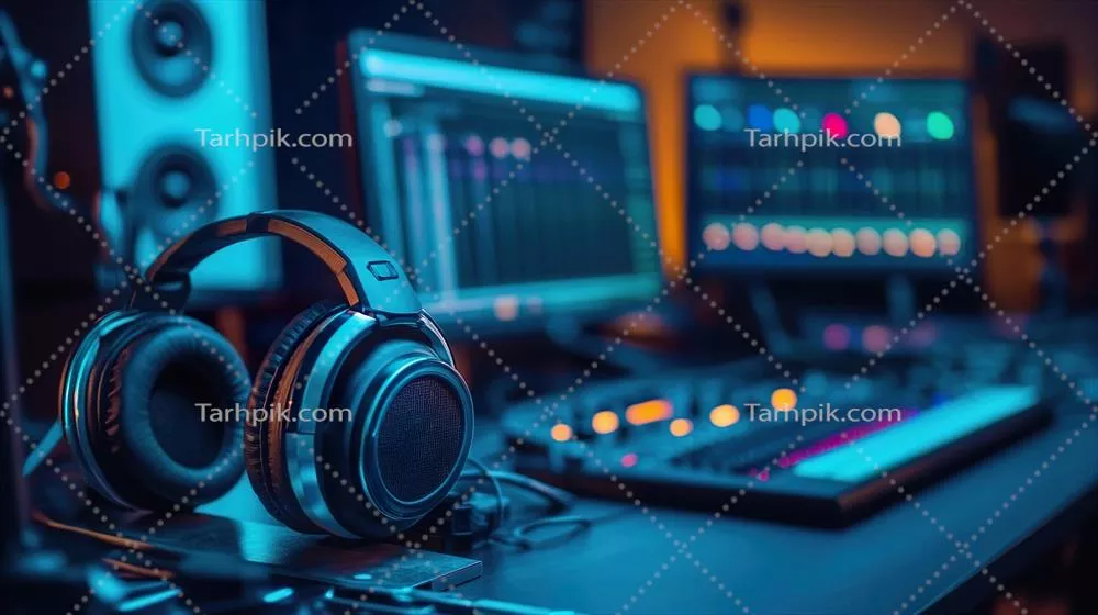 عکس استودیو موسیقی مدرن با تجهیزات پیشرفته و نرم افزارهای خلاقانه