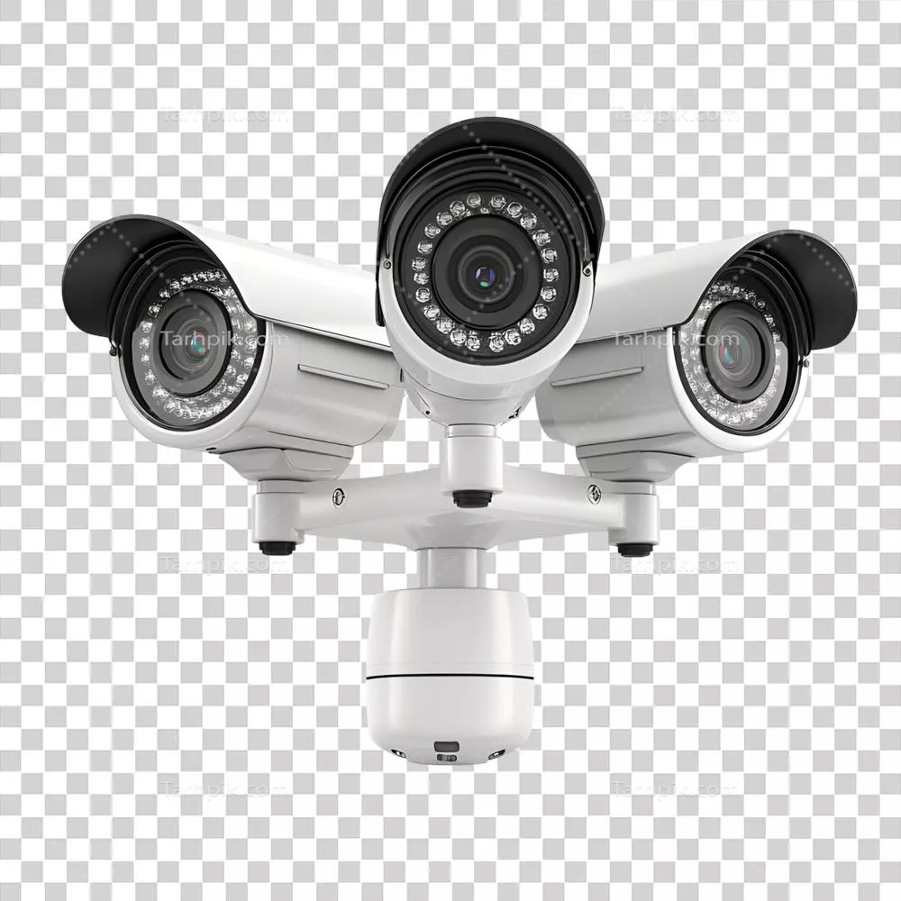 عکس دوربری دوربین مداربسته مدرن برای امنیت اداری با پس زمینه شفاف