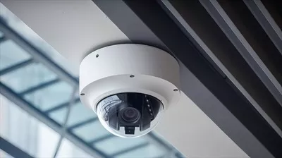 عکس دوربین های امنیتی پیشرفته در ساختمان های مدرن با قابلیت های هوشمند