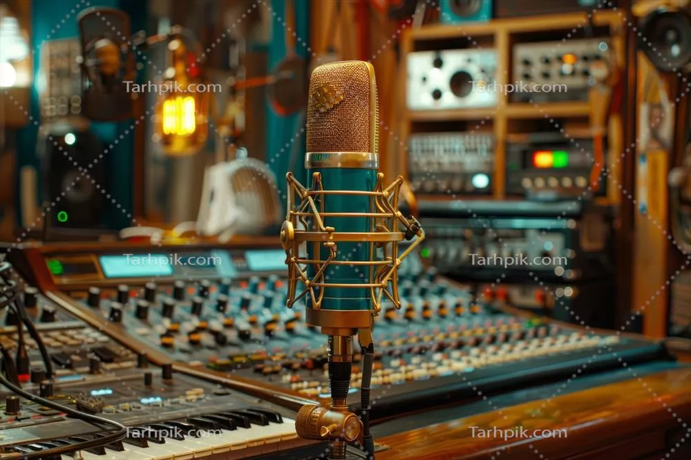 عکس میکروفن حرفه ای برای استودیو و پادکست با کیفیت صدای عالی