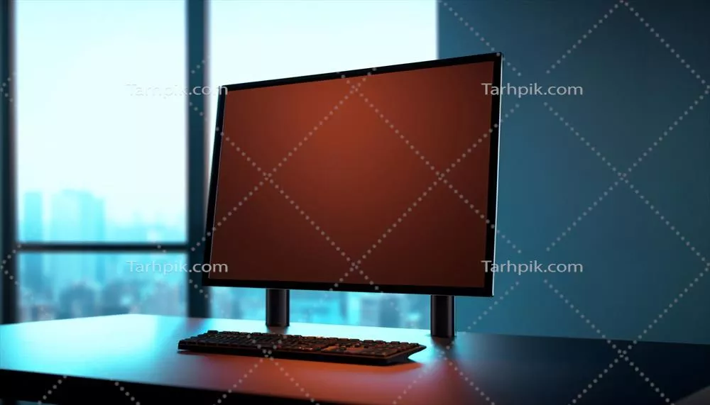 عکس محیط کار مدرن با نمایشگر کامپیوتر و طراحی خلاقانه