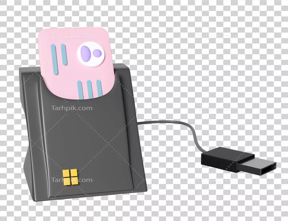 عکس دوربری خواننده کارت هوشمند سه بعدی با اتصال USB برای کارت های شناسایی
