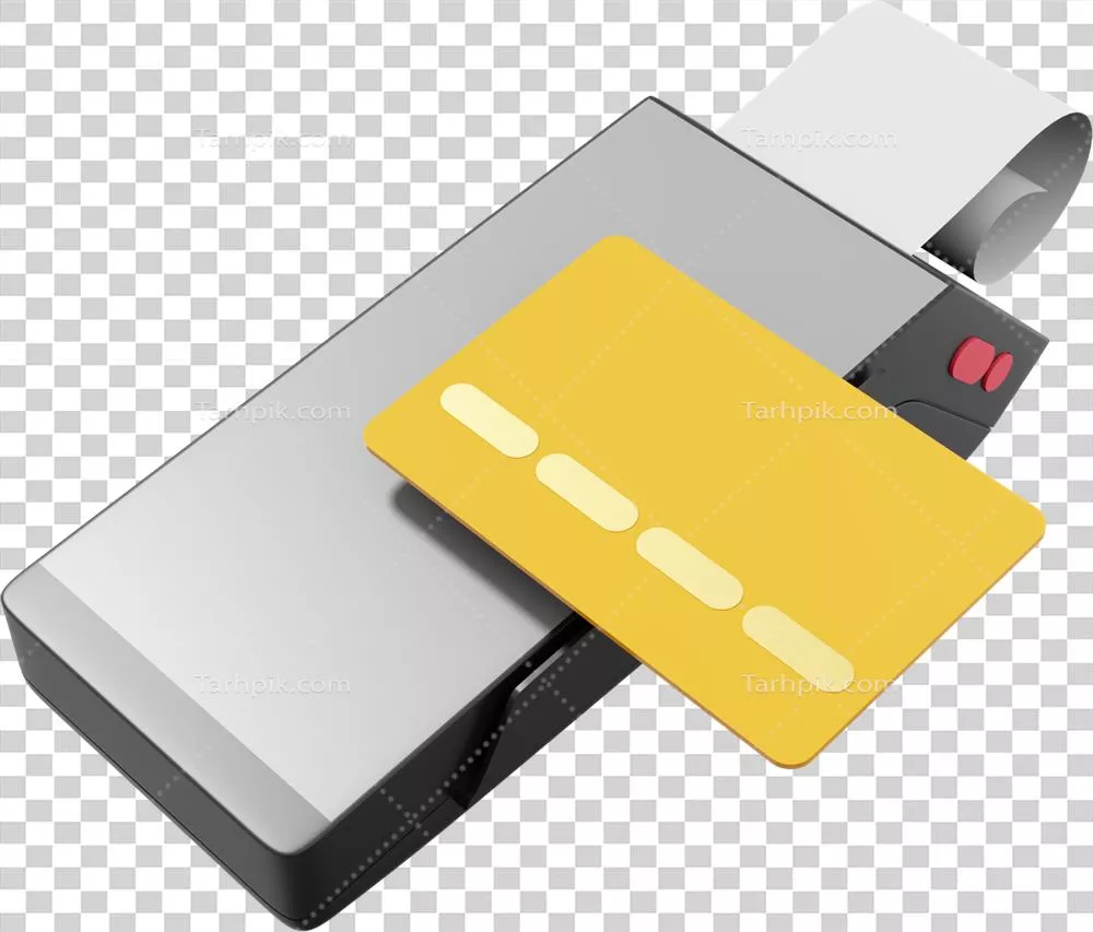عکس دوربری ترمینال پرداخت NFC با قابلیت اتصال GPRS و رسید کاغذی - شبیه سازی 3D