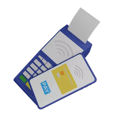 عکس دوربری دستگاه پرداخت بی سیم 3D NFC و ترمینال POS برای تراکنش های بانکی