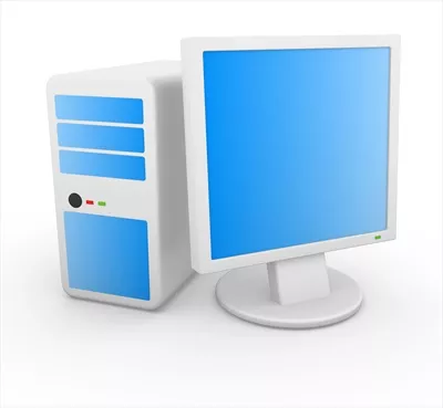 عکس آیکون کامپیوتر آبی رنگ با طراحی مدرن و جذاب
