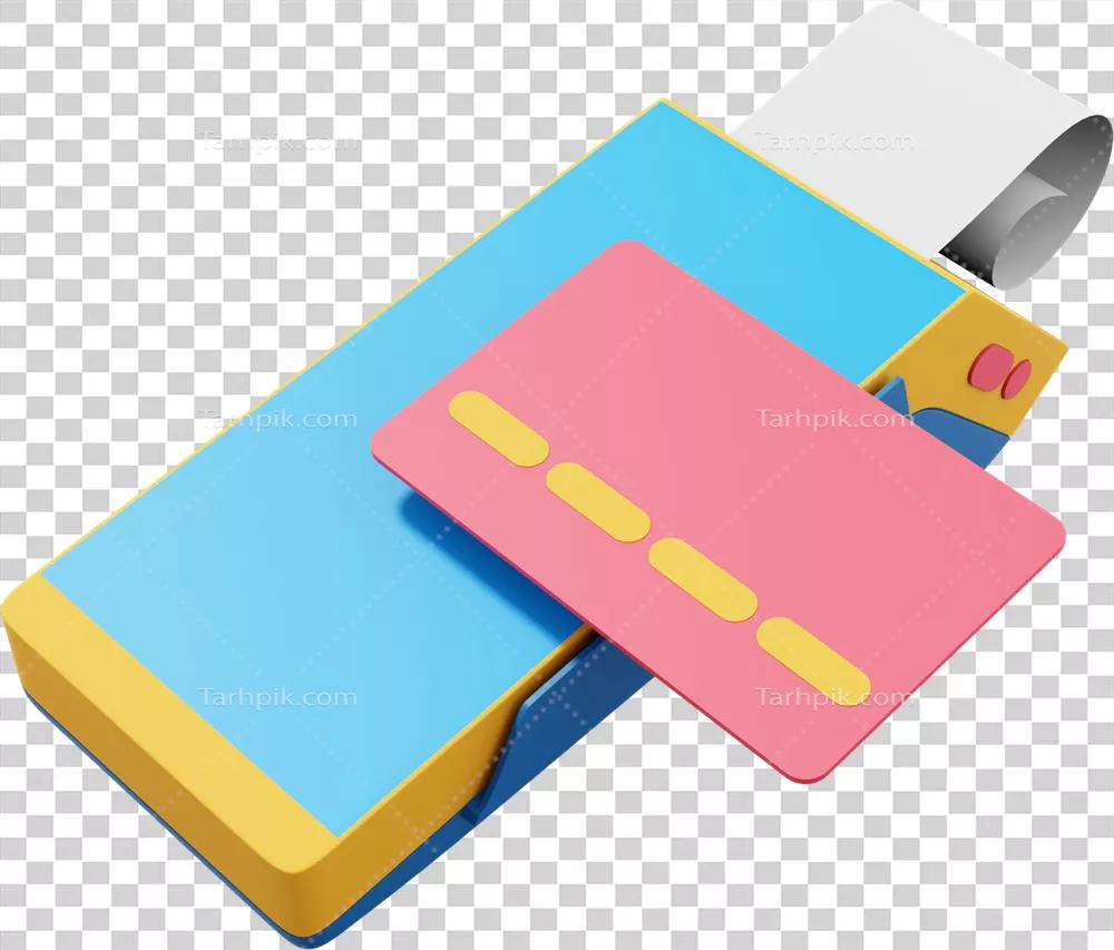 عکس دوربری دستگاه پرداخت NFC: ترمینال POS با قابلیت چاپ رسید و نمایشگر کارت اعتباری