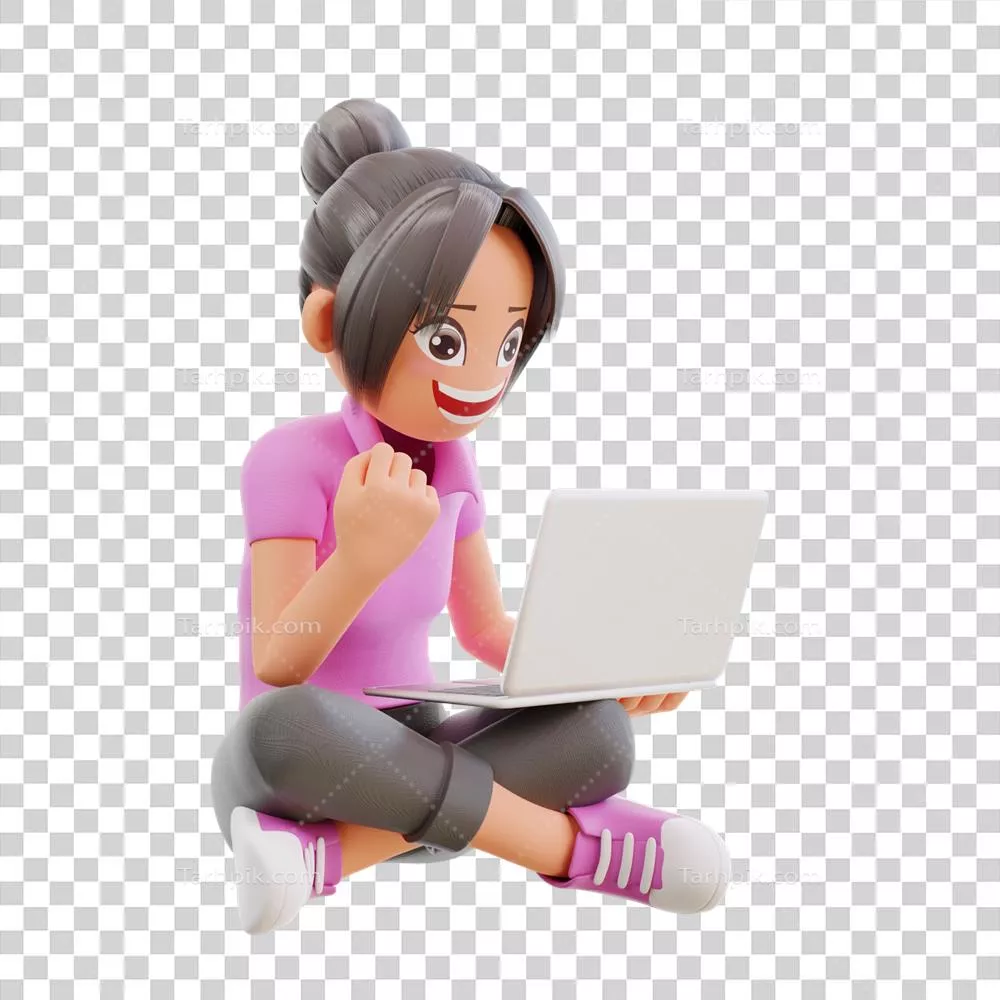 عکس دوربری دختر ناز با پاهای جمع شده در حال مطالعه و یادگیری آنلاین در خانه