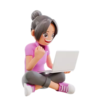 عکس دوربری دختر ناز با پاهای جمع شده در حال مطالعه و یادگیری آنلاین در خانه