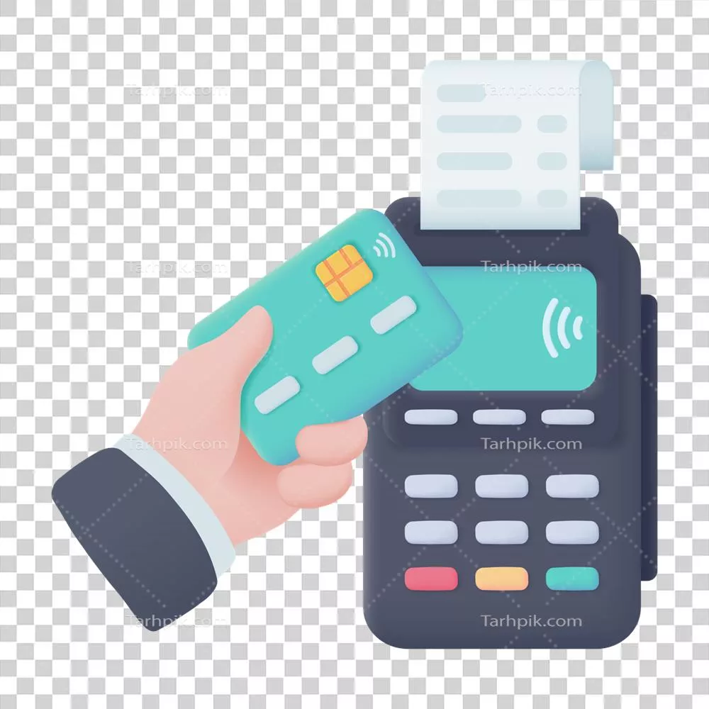 عکس دوربری تصویری سه بعدی از دستگاه کارتخوان برای پرداخت آنلاین و جامعه بدون پول نقد