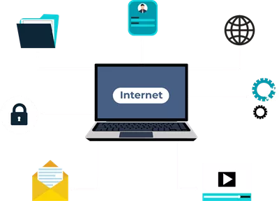 عکس دوربری خدمات اینترنتی و ارتباطات آنلاین: اشتراک فایل، ایمیل و تماشای ویدیوها