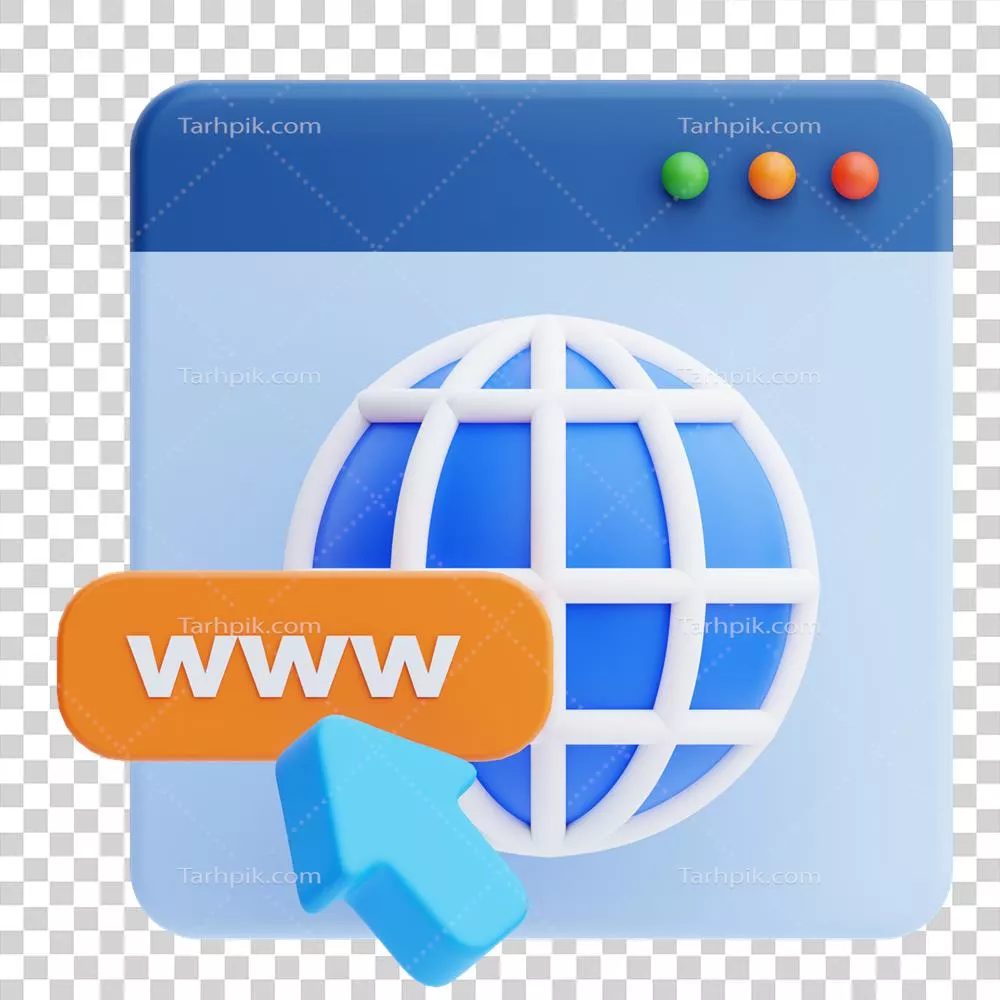 عکس دوربری آیکون نشانی وب سه بعدی با پس زمینه شفاف و طراحی مدرن