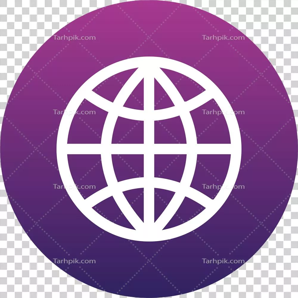 عکس دوربری نماد اینترنت در دایره بنفش: نمادی از ارتباطات دیجیتال
