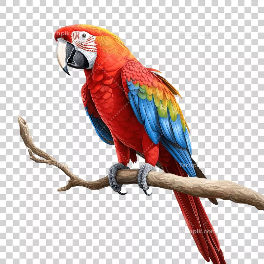 طیور ماکائو: تصویر جداشده بر روی زمینه شفاف با کیفیت بالا و طراحی هوش مصنوعی