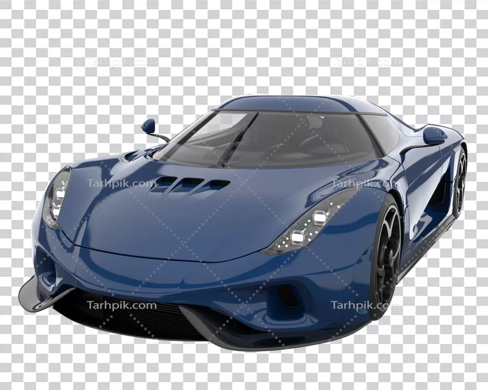 تصویر 3D از یک خودروی ورزشی بر روی پس‌زمینه شفاف و ایزوله