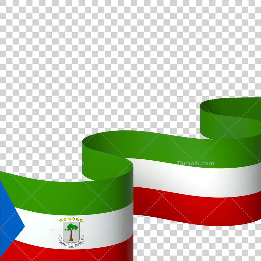 طراحی المان پرچم گینه استوایی برای روز ملی استقلال با ریبون و بنر