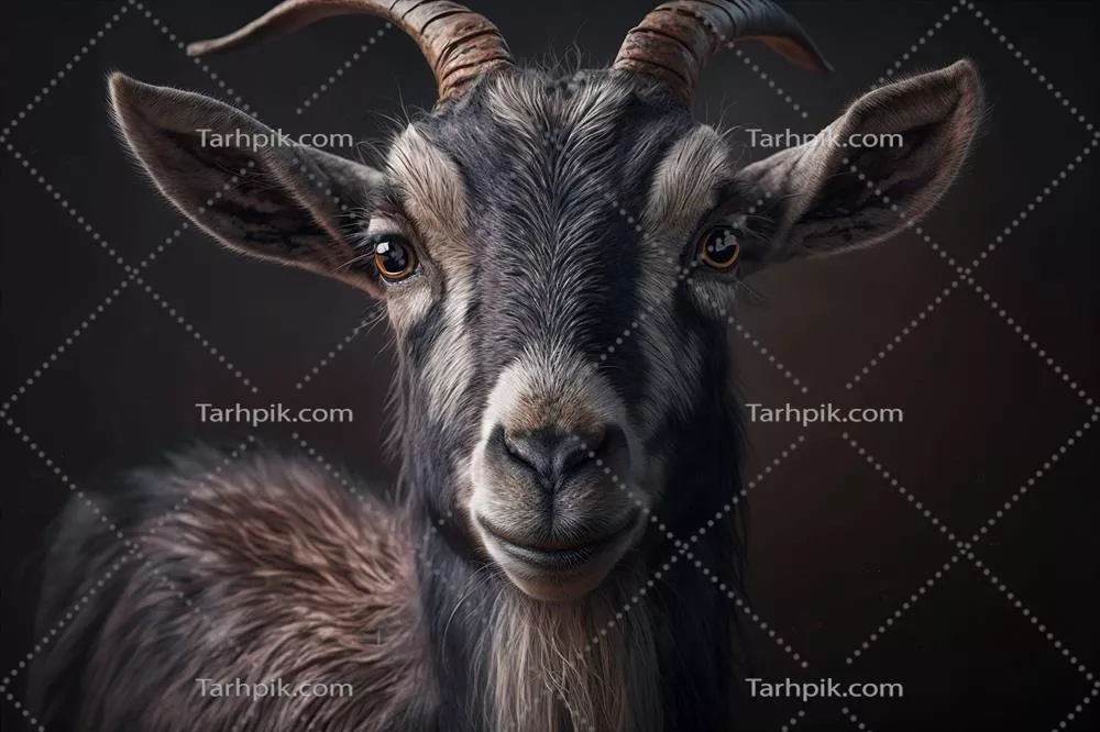 پرتره استودیویی از یک بز خانگی در حال نگاه به دوربین با استفاده از هوش مصنوعی تولیدی