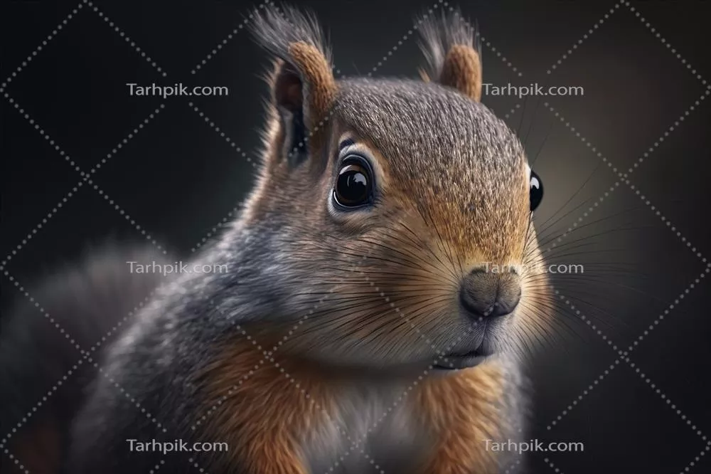 پرتره‌ای از سنجاب قهوه‌ای پشمالو و بامزه با گوش‌های خنده‌دار،illustration فناوری هوش مصنوعی