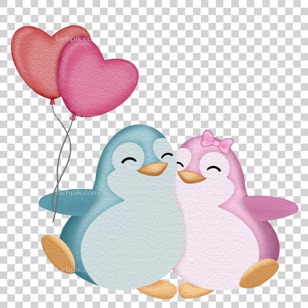 پنگوئن عاشقانه با رنگ آبی برای روز ولنتاین و شب یلدا