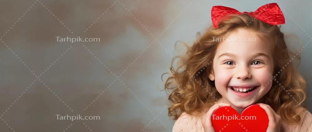 تصویر ایجاد شده با هوش مصنوعی از یک دخترک زیبا با قلب قرمز در روز ولنتاین