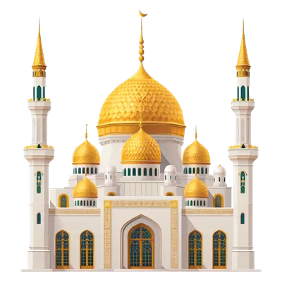 تصویرسازی زیبای یک مسجد اسلامی با معماری منحصر به فرد و جزئیات دقیق