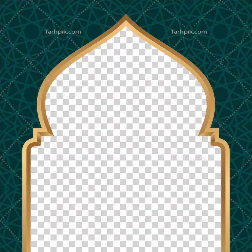 قاب لوکس اسلامی با حاشیه طلایی بر روی پس‌زمینه هندسی