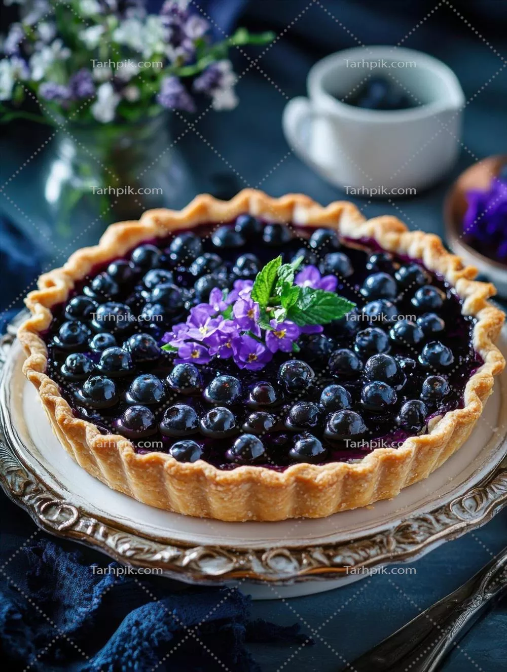 چیدمان شیک دسر بلوبری با طراوت و جذاب