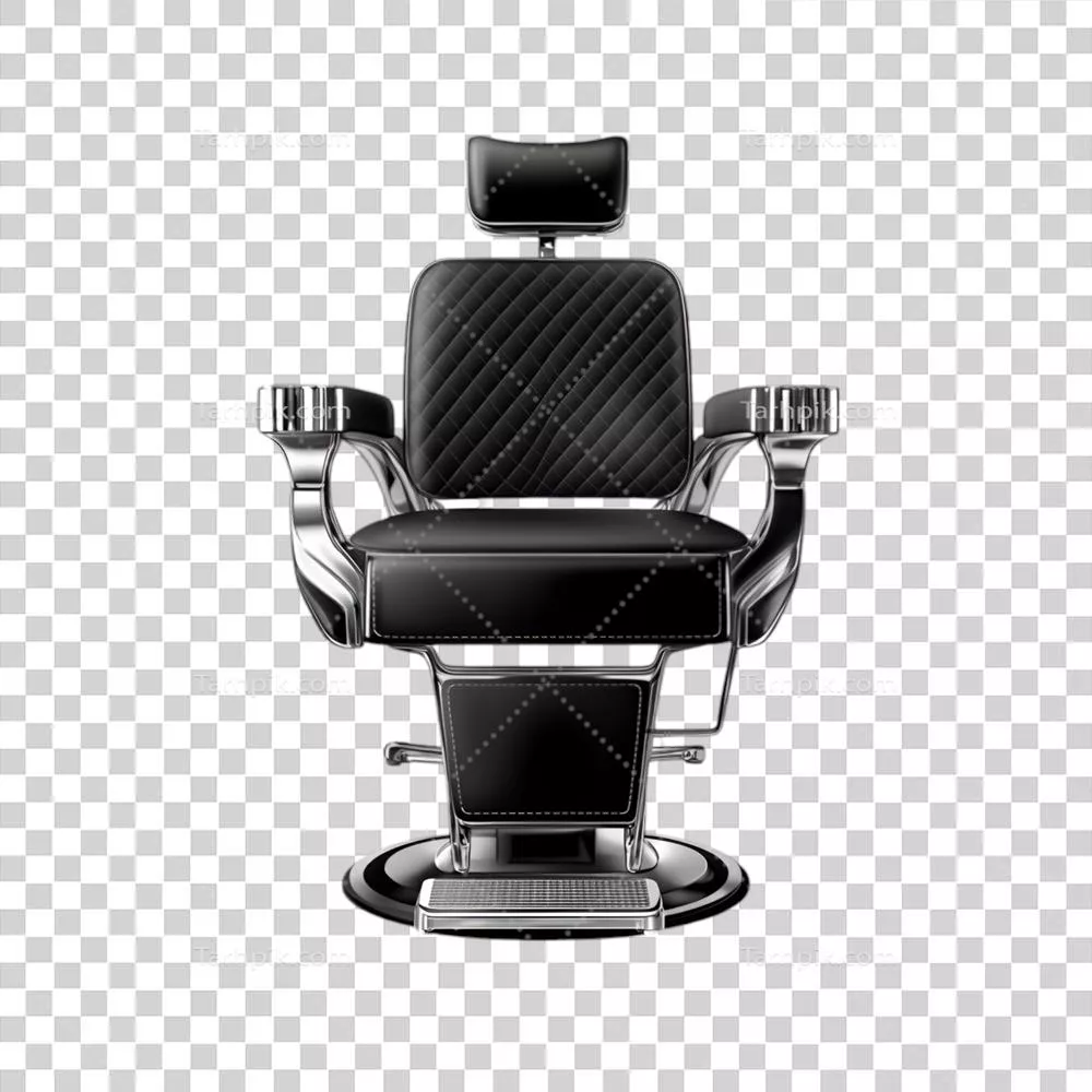 صندلی آرایشگری کلاسیک مشکی با پس‌زمینه شفاف
