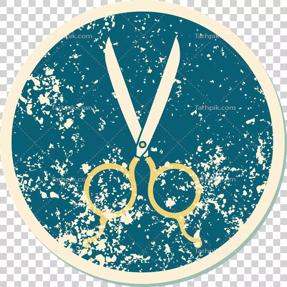 تصویر استیکر تتو سبک باربر با قیچی های خاص و فرسوده