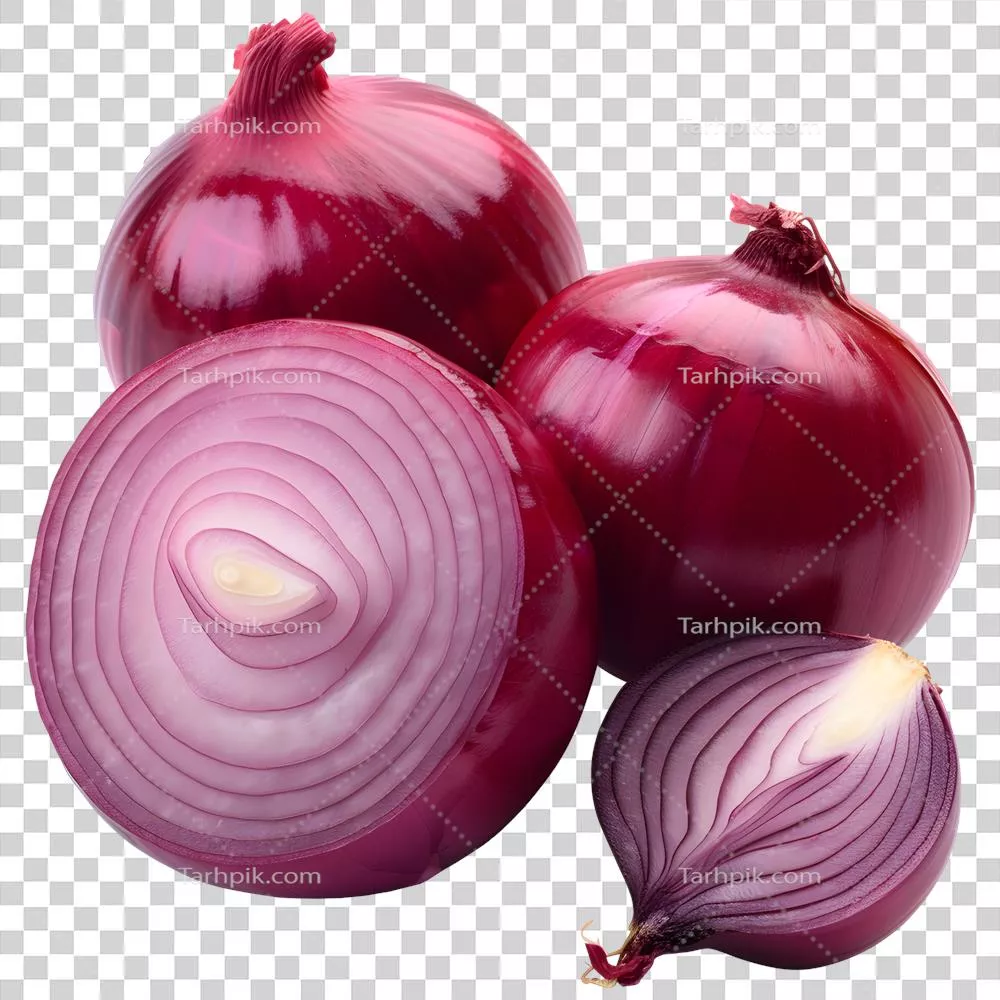 پیاز قرمز بر روی پس‌زمینه‌ای ایزوله و بدون هیچ گونه مزاحمتی