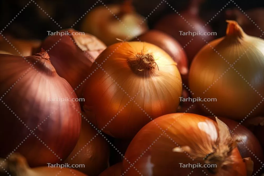 نمای نزدیک پیازها: زیبایی و تازگی در تصویرسازی هوش مصنوعی