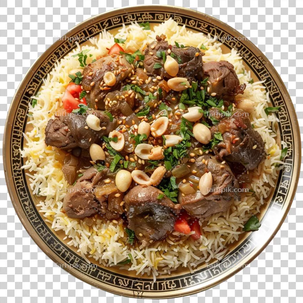 دیس غذایی با برنج و سبزیجات سرو شده است - طعم و زیبایی سفره