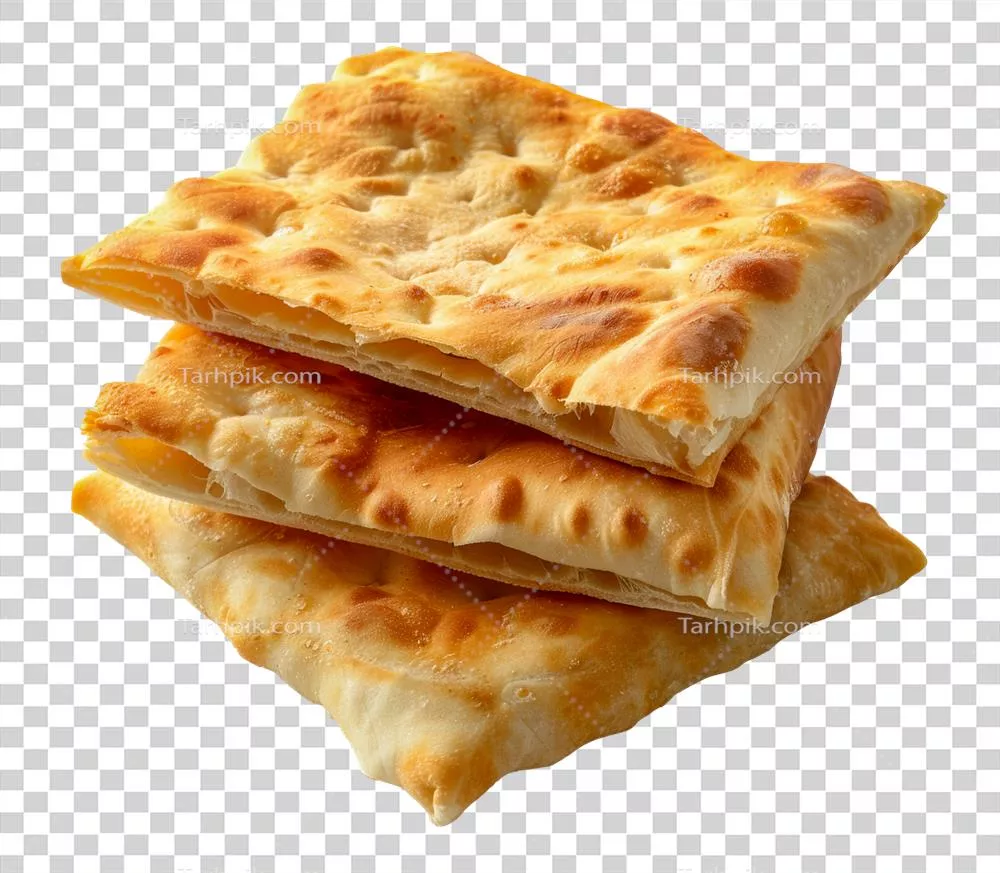 نان پیتا تازه و برش‌خورده انباشته شده در یک تصویر جذاب