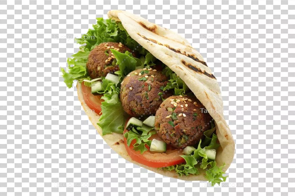 فلافل در نان پیتا - تصویر با پسزمینه شفاف و ایزوله