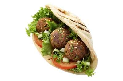فلافل در نان پیتا - تصویر با پسزمینه شفاف و ایزوله
