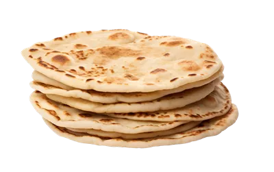 نان پیتا بر روی پسزمینهای شفاف و بدون هیچگونه اثری