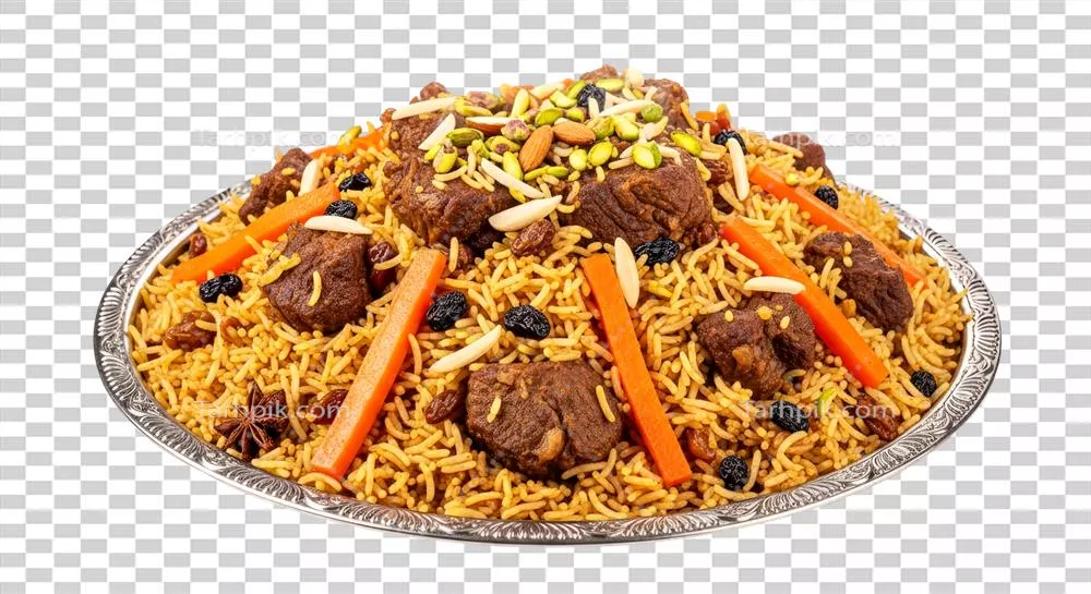 طرز تهیه ماندی لذیذ با برنج، هویج، بادام، پسته و کشمش