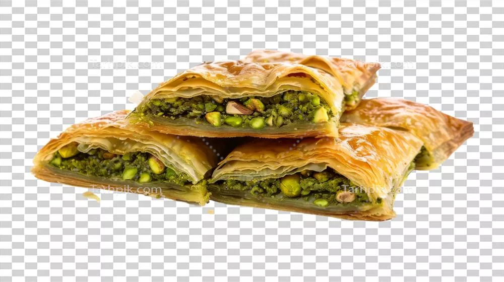 باخلوای پسته ای، تک و مجزا بر روی پس زمینه شفاف