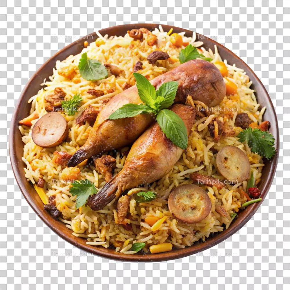 غذاهای خوشمزه: مندی برنج با پای مرغ برشته و ادویه‌های معطر