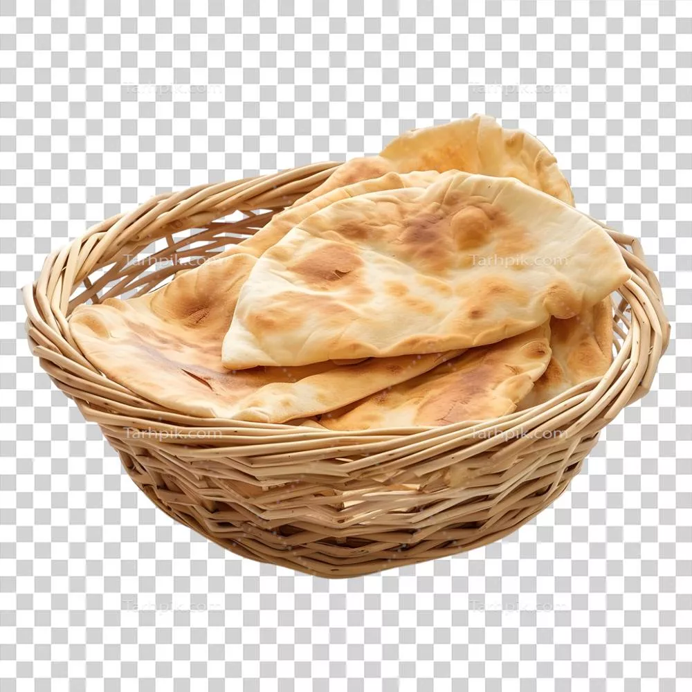 رندر سهبعدی تولید شده توسط هوش مصنوعی از نان پیتا یا نان نان روی پسزمینه شفاف