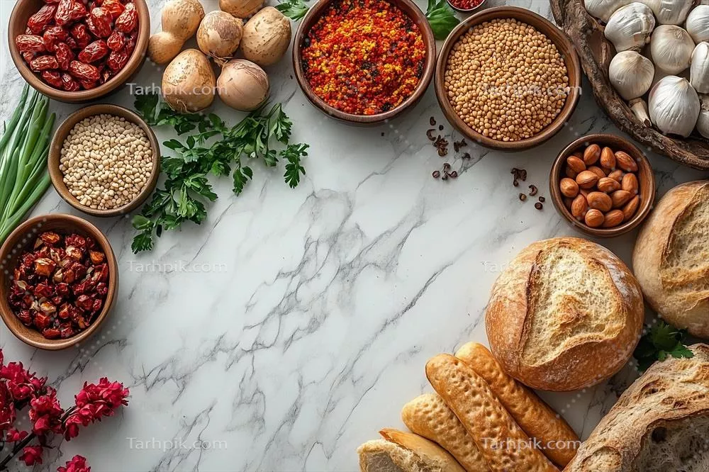 غذاهای سنتی نوروز: ایجاد یک قاب با فضای خالی روی میز مرمر