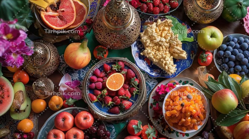 چیدمان باشکوه میوهها، شیرینیها و لذایذ برای عید قربانی