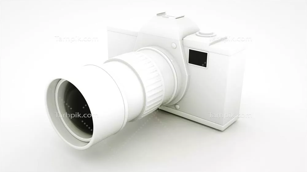 تصویرسازی سهبعدی دوربین دیجیتال DSLR سیاه و سفید