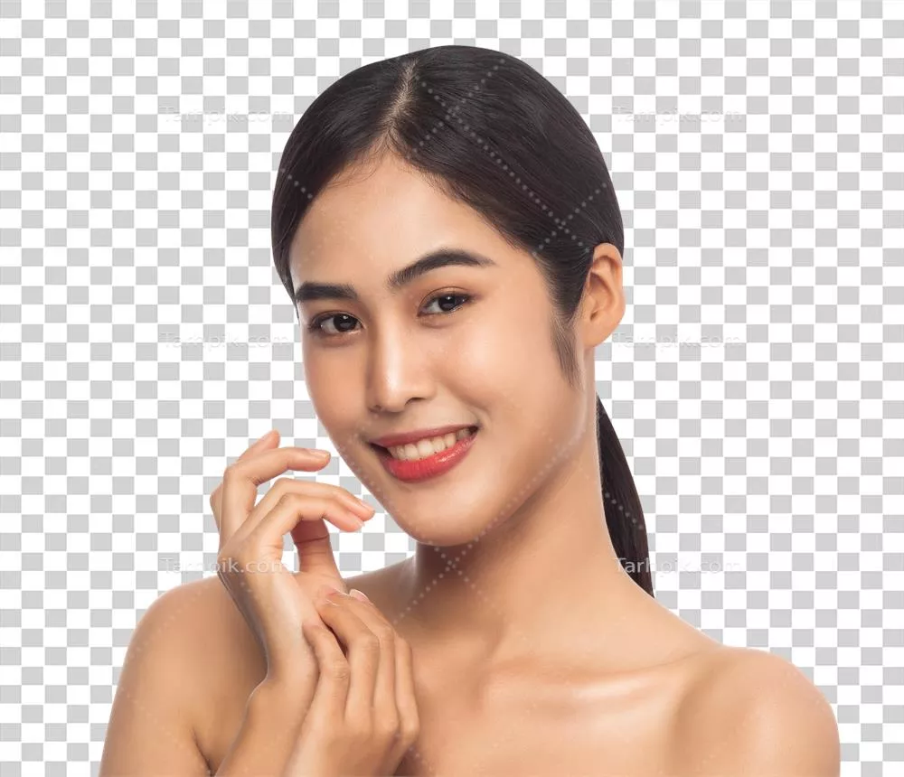 زنی جوان و زیبا از نژاد آسیایی با پوستی پاک و تازه: مفهوم زیبایی